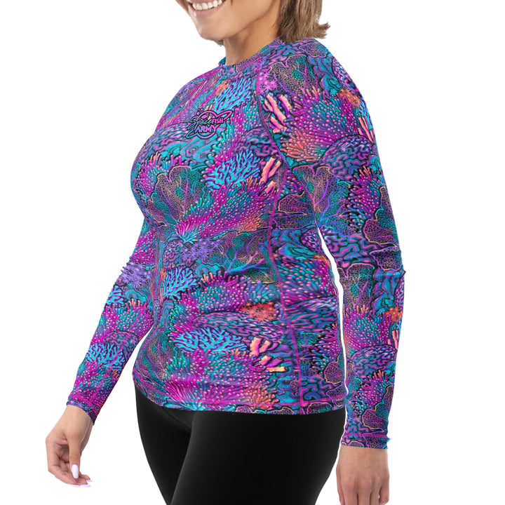 Plus Size Eco-Friendly Coral Kaleidoscope Rash Guard