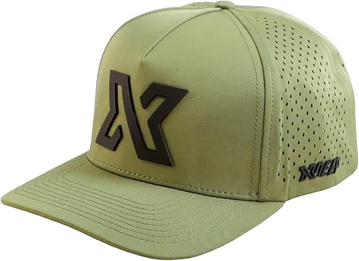 XDEEP olive green baseball cap, front view.