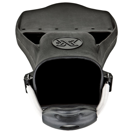 XDEEP Hard L-Size dive fins with spring heel strap — durable molded rubber fins designed for serious divers, featuring a firm blade and adjustable spring straps for a secure fit.