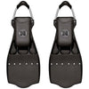 XDEEP Medium Stiff XL-size jet-style rubber dive fins with spring heel straps, side view.