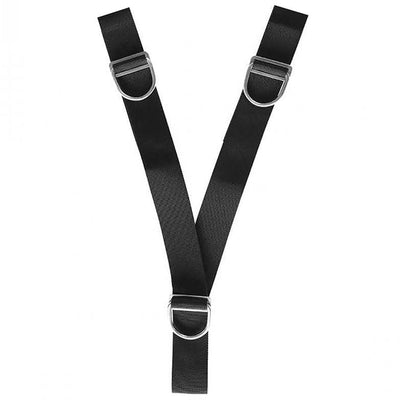 XDEEP NX Series Split Crotch Strap Assembly – V-shaped dual-strap design with 2 D-rings and 3 tri-gliders, optimized for sidemount or backmount harnesses