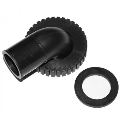 XDEEP power inflator hose elbow with washer and o-ring, front view.