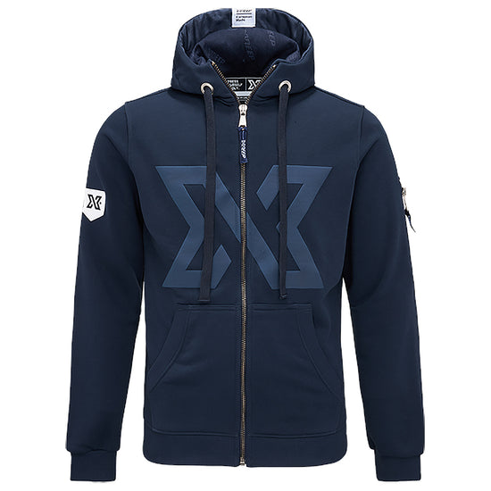 XDEEP gray signature hoodie, size XS, front view.