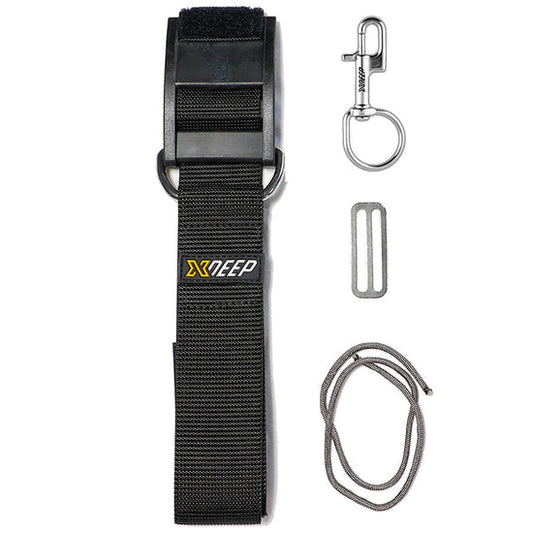 XDEEP Sidemount Tank Band Kit – includes heavy-duty composite cam band, NX large bolt snap, tri-glider, and paracord for one tank setup